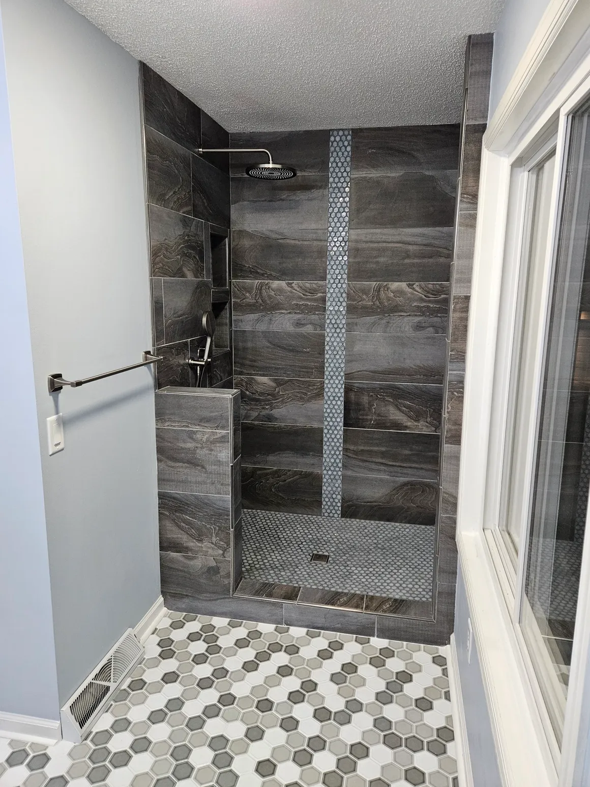 Glass partial wall and door installed after